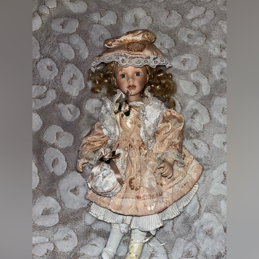 Curly Haired & Blue Eyes Porcelain Doll - ROSE 1-5000